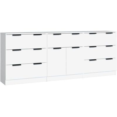 vidaXL 3 Stück Weiße Holzwerkstoff Sideboards - Sideboard vidaXL 3 Stück Weiße Holzwerkstoff Sideboards - Sideboard