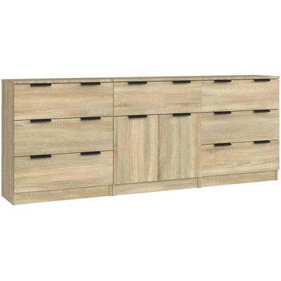 vidaXL Sonoma Eichen 3-teiliges Sideboard-Set - Stauraum & Elegantes Möbelstück vidaXL Sonoma Eichen 3-teiliges Sideboard-Set - Stauraum & Elegantes Möbelstück