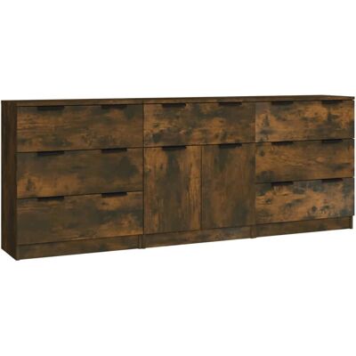 vidaXL Nova - Set 3 Sideboards Räucher-Eichenholz - Sideboard vidaXL Nova - Set 3 Sideboards Räucher-Eichenholz - Sideboard