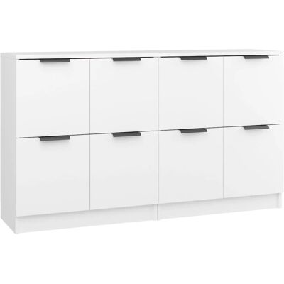 vidaXL 2x Buffets Blancs en Bois d'Ingénierie Organisateur de Maison - Publicité vidaXL 2x Buffets Blancs en Bois d'Ingénierie Organisateur de Maison - Publicité
