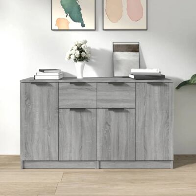 vidaXL Grijze Sonoma 2-ladige Plywood Kast - Dressoir vidaXL Grijze Sonoma 2-ladige Plywood Kast - Dressoir