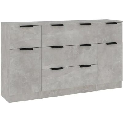 vidaXL 3115823 Ensemble de 3 buffets gris béton - Buffet - Publicité vidaXL 3115823 Ensemble de 3 buffets gris béton - Buffet - Publicité