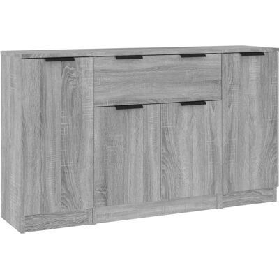 vidaXL Dressoirs 3 stuks Grijs Sonoma Spaanplaat - Dressoir vidaXL Dressoirs 3 stuks Grijs Sonoma Spaanplaat - Dressoir