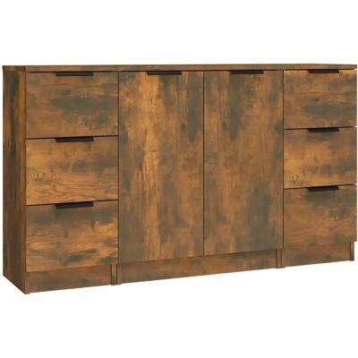 vidaXL Gerookte Eik 3 Dressoirs - Kast vidaXL Gerookte Eik 3 Dressoirs - Kast