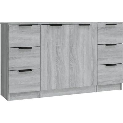 vidaXL Grau Sonoma 3er Sideboards - Wohnzimmer Stauraum vidaXL Grau Sonoma 3er Sideboards - Wohnzimmer Stauraum