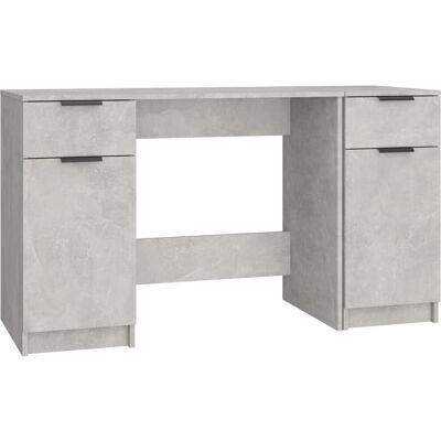 vidaXL 3115911 Moderner Beton Grau Schreibtisch mit Seitenschrank - Schreibtisch vidaXL 3115911 Moderner Beton Grau Schreibtisch mit Seitenschrank - Schreibtisch