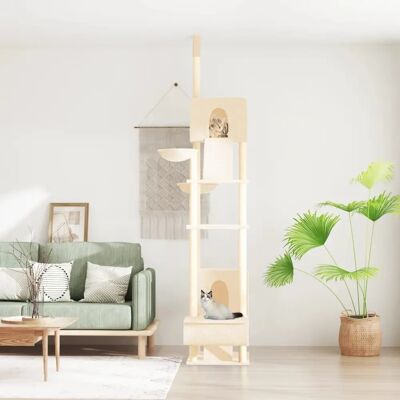vidaXL Kat Tree - 277-303 cm, Meerdere niveaus, Crème vidaXL Kat Tree - 277-303 cm, Meerdere niveaus, Crème