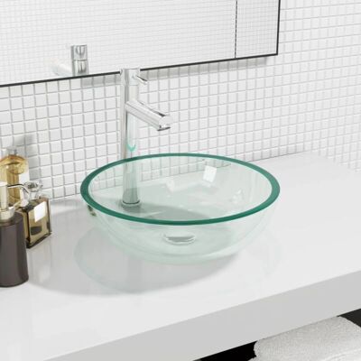 vidaXL Nova - Umywalka z hartowanego szkła 35x12 cm Przezroczysta - Umywalka vidaXL Nova - Umywalka z hartowanego szkła 35x12 cm Przezroczysta - Umywalka