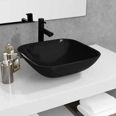vidaXL Waschbecken Glas 42x42x14 cm Schwarz - Badezimmer Waschbecken vidaXL Waschbecken Glas 42x42x14 cm Schwarz - Badezimmer Waschbecken