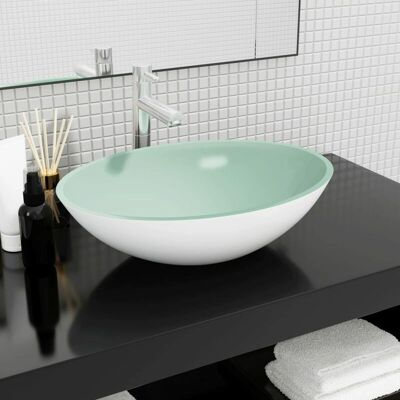 vidaXL Wastafel van Glas 50x37x14 cm Wit - Wastafel vidaXL Wastafel van Glas 50x37x14 cm Wit - Wastafel
