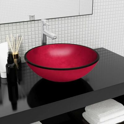 vidaXL Rote Sicherheitsglas Waschbecken - Badezimmer Waschbecken vidaXL Rote Sicherheitsglas Waschbecken - Badezimmer Waschbecken