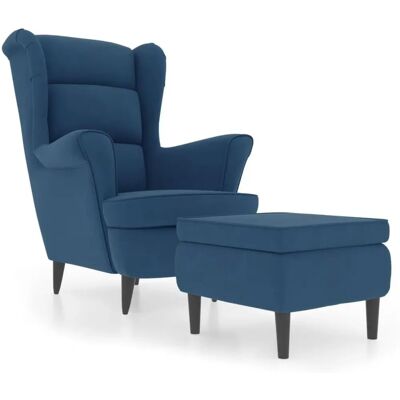 Fauteuil en Velours avec Pouf - Fauteuil - Publicité Fauteuil en Velours avec Pouf - Fauteuil - Publicité