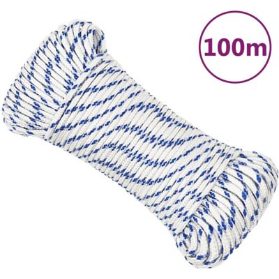 vidaXL Corde marine blanche et bleue - Ligne de quai 3mm 100m vidaXL Corde marine blanche et bleue - Ligne de quai 3mm 100m
