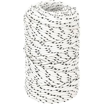 vidaXL Bådesnor 2mm x 100m Polyester Hvid/Sort - Bådesnor vidaXL Bådesnor 2mm x 100m Polyester Hvid/Sort - Bådesnor