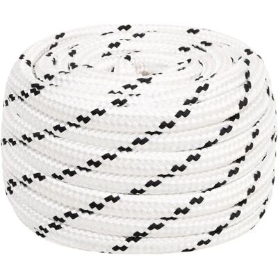 vidaXL Weiße Geflochtene Bootsleine - 16 mm 50 m - Marine Sicherheit vidaXL Weiße Geflochtene Bootsleine - 16 mm 50 m - Marine Sicherheit