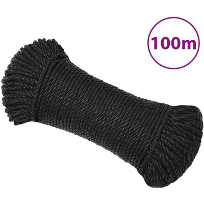 vidaXL Schwarze 6 mm 100 m Gedrehte Seil - Arbeit Seil vidaXL Schwarze 6 mm 100 m Gedrehte Seil - Arbeit Seil