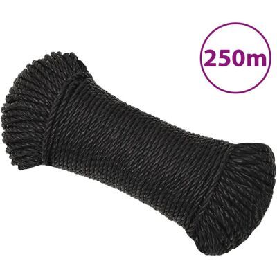 vidaXL Preto 8 mm/ 250 m Corda torcida para jardim, oficina, barco - Corda de trabalho vidaXL Preto 8 mm/ 250 m Corda torcida para jardim, oficina, barco - Corda de trabalho