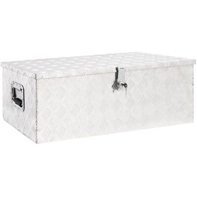 vidaXL Zilveren Aluminium Opslagbox - 90x47x33.5 cm vidaXL Zilveren Aluminium Opslagbox - 90x47x33.5 cm