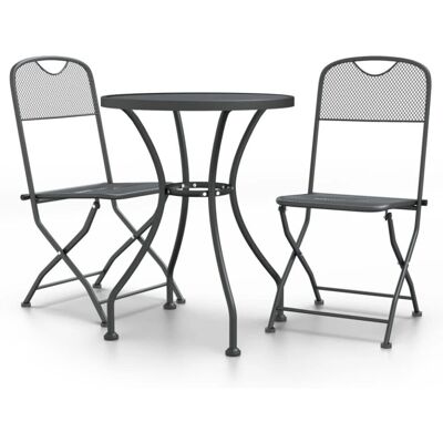 vidaXL Gartentisch-Set - 3 Stück Antrazit Metallgeflecht Outdoor vidaXL Gartentisch-Set - 3 Stück Antrazit Metallgeflecht Outdoor