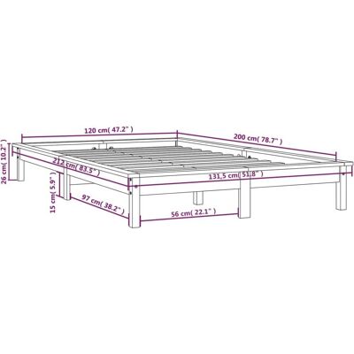vidaXL Solid Wood Pine Bed Frame - 120x200 cm - Bed Frame vidaXL Solid Wood Pine Bed Frame - 120x200 cm - Bed Frame