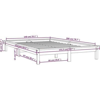 vidaXL Massiv Kiefernholz Bettgestell - 140x200 cm - Weiß - Bett vidaXL Massiv Kiefernholz Bettgestell - 140x200 cm - Weiß - Bett