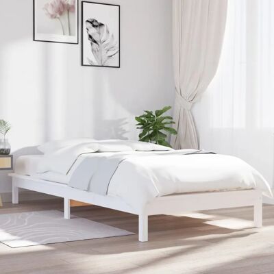 vidaXL Massiv Kiefernholz Bettgestell - 90x190 cm - Weiß - Bett vidaXL Massiv Kiefernholz Bettgestell - 90x190 cm - Weiß - Bett