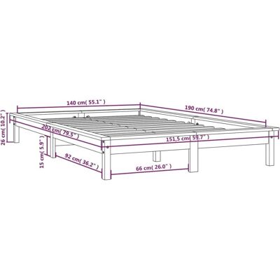 vidaXL Massiv Kiefernholzbettgestell - 140x190 cm - Bettgestell vidaXL Massiv Kiefernholzbettgestell - 140x190 cm - Bettgestell