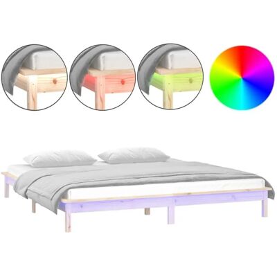 vidaXL Massief Houten LED Bed Frame - Kleine Dubbel - Bedframe vidaXL Massief Houten LED Bed Frame - Kleine Dubbel - Bedframe