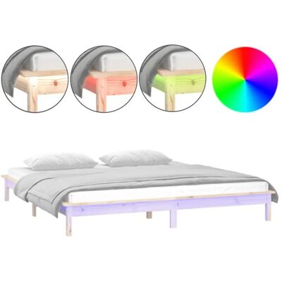 vidaXL 820651 Bettgestell - Massiv Holz, LED, Braun - Bettgestell vidaXL 820651 Bettgestell - Massiv Holz, LED, Braun - Bettgestell