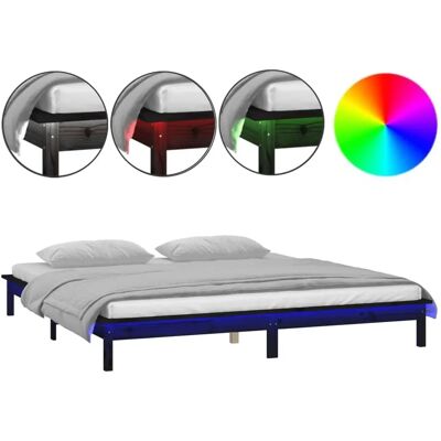 vidaXL 820655 Bettgestell - Kiefer, LED, Schwarz - Bettgestell vidaXL 820655 Bettgestell - Kiefer, LED, Schwarz - Bettgestell
