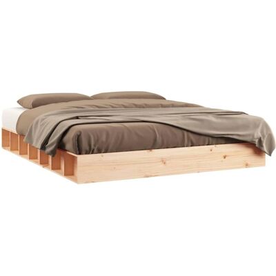 vidaXL Brown Solid Wood Bed Frame 140x200 cm - Bed Type vidaXL Brown Solid Wood Bed Frame 140x200 cm - Bed Type
