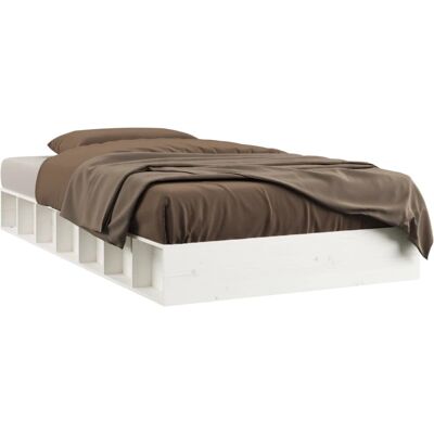 vidaXL Bettgestell Weiß 135x190cm - Massiv Holzbett vidaXL Bettgestell Weiß 135x190cm - Massiv Holzbett