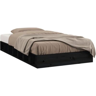 vidaXL Sänkykehys - 135x190 cm, Musta, Massiivipuu vidaXL Sänkykehys - 135x190 cm, Musta, Massiivipuu