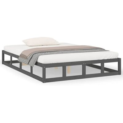 vidaXL Bettrahmen Grau 150x200 cm - Massiv Holzbettgestell vidaXL Bettrahmen Grau 150x200 cm - Massiv Holzbettgestell