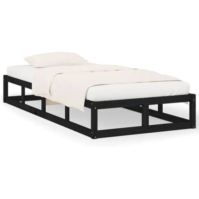 vidaXL 820825 Bedframe - Massief Hout, Zwart, 75x190 cm vidaXL 820825 Bedframe - Massief Hout, Zwart, 75x190 cm