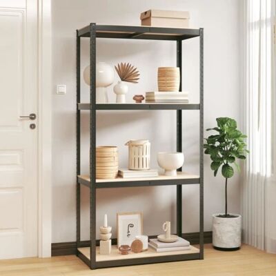 vidaXL Lagerregal Anthrazit Stahl & Holz - Aufbewahrungsshelf vidaXL Lagerregal Anthrazit Stahl & Holz - Aufbewahrungsshelf
