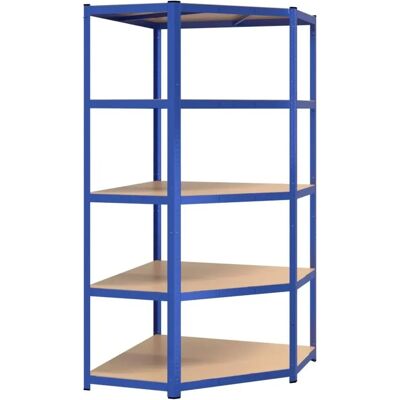vidaXL Blaue Stahl-Eckregal mit 5 Regalen - Eckschrank vidaXL Blaue Stahl-Eckregal mit 5 Regalen - Eckschrank
