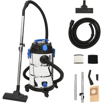vidaXL Aspiradora en seco y húmedo 1200 W 30 L Plateado vidaXL Aspiradora en seco y húmedo 1200 W 30 L Plateado