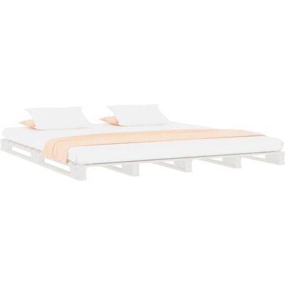 vidaXL Estructura de Cama de Pino Macizo Blanca - Tipo de Cama vidaXL Estructura de Cama de Pino Macizo Blanca - Tipo de Cama