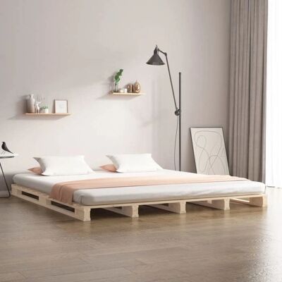 vidaXL Cama de madera de pino macizo 200x200 cm - Estilo rústico - Cama vidaXL Cama de madera de pino macizo 200x200 cm - Estilo rústico - Cama
