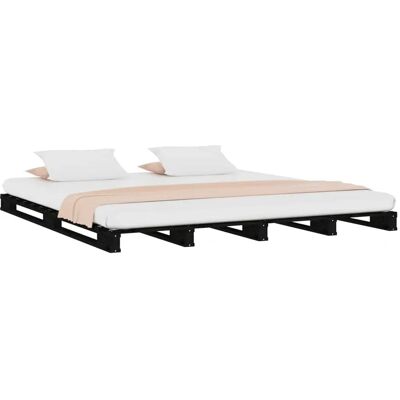 vidaXL Palletbed Zwart 120x190 cm Houten Frame vidaXL Palletbed Zwart 120x190 cm Houten Frame