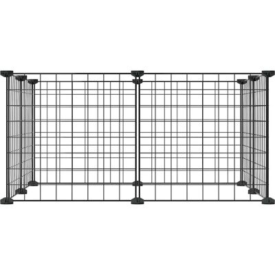 vidaXL Schwarzes Stahl 8-Panel Haustierkäfig vidaXL Schwarzes Stahl 8-Panel Haustierkäfig