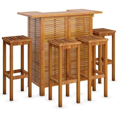 vidaXL Garten-Bar-Set 5-tlg. Akazienholz Braun - Gartenbar-Set vidaXL Garten-Bar-Set 5-tlg. Akazienholz Braun - Gartenbar-Set
