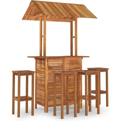 vidaXL Gartenbar-Set mit 4 Hockern - Außen Akazienholz vidaXL Gartenbar-Set mit 4 Hockern - Außen Akazienholz