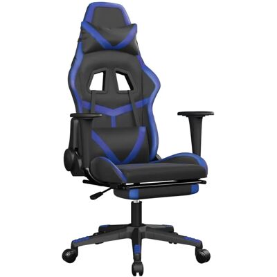 Chaise gaming vidaXL - Massage, Bleu, Réglable en hauteur Chaise gaming vidaXL - Massage, Bleu, Réglable en hauteur