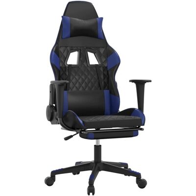 Chaise Gaming avec Massage et Repose-pieds - Noir et Bleu - vidaXL Chaise Gaming avec Massage et Repose-pieds - Noir et Bleu - vidaXL