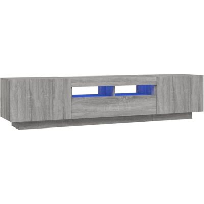 Mueble de TV gris Sonoma con luces LED - Unidad de medios vidaXL Mueble de TV gris Sonoma con luces LED - Unidad de medios vidaXL