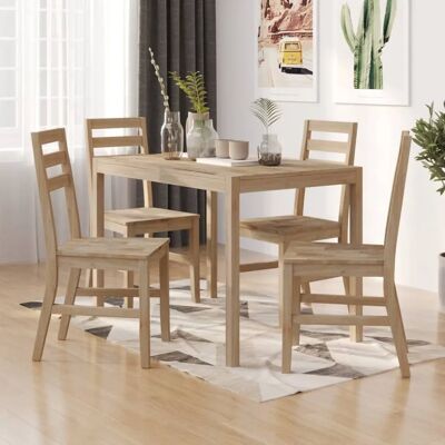 vidaXL Massiv Akazien Esszimmer-Set - Für Außen Tisch und Stühle vidaXL Massiv Akazien Esszimmer-Set - Für Außen Tisch und Stühle