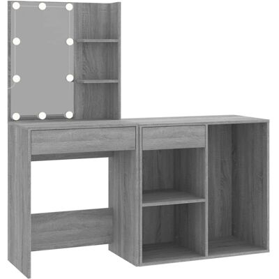 vidaXL 3120186 Grau Sonoma LED Schminktisch - Schlafzimmermöbel vidaXL 3120186 Grau Sonoma LED Schminktisch - Schlafzimmermöbel