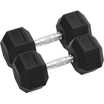 vidaXL Gusseisen Sechskant-Hanteln - 25kg Fitnessgerät vidaXL Gusseisen Sechskant-Hanteln - 25kg Fitnessgerät